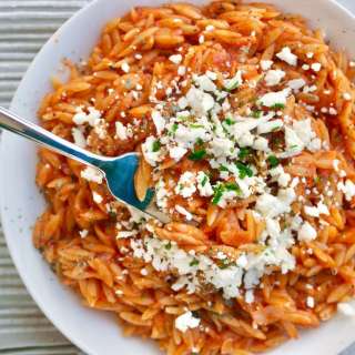 Warm Greek Orzo with Feta and Tomato