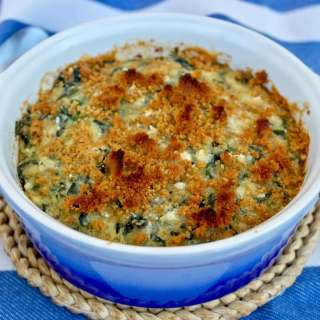 Spinach Casserole with Feta and Crunchy Topping