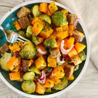Warm Roasted Brussels Sprouts and Butternut Squash Salad