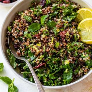 Quinoa Salad with Kale, Cranberries and Mint