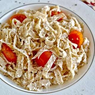 Hilopites: Greek Pasta with Mizithra Cheese and Cherry Tomatoes