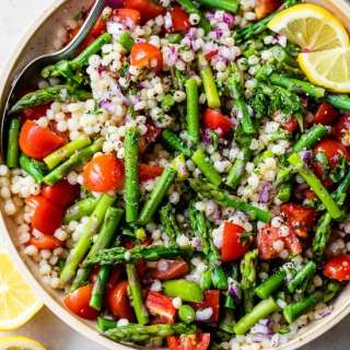 Lemon Asparagus Couscous Salad with Tomatoes