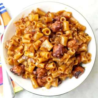 Greek Stewed Octopus in Tomato Sauce and Pasta