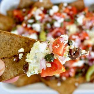 Greek Style Nachos with Spicy Whipped Feta