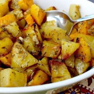 Slow Roasted Butternut Squash and Potatoes with Olive Oil and Lime