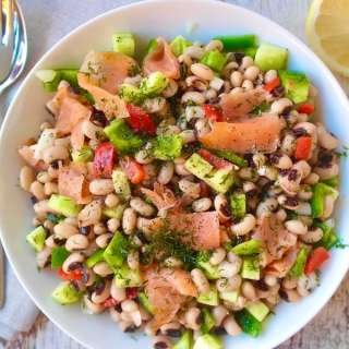 Mediterranean Black-Eyed Pea Salad with Smoked Salmon