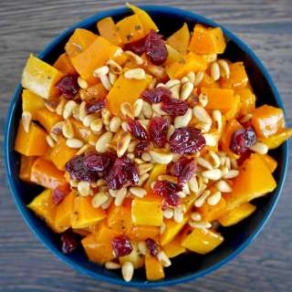 Roasted Butternut Squash with Pine Nuts and Cranberries