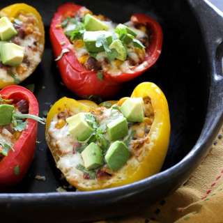 Leftover Chicken Taco Chili Stuffed Peppers