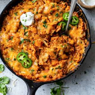 Leftover Turkey Pumpkin Enchilada Skillet