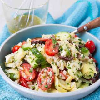 Greek Rice Salad with Lemon Vinaigrette
