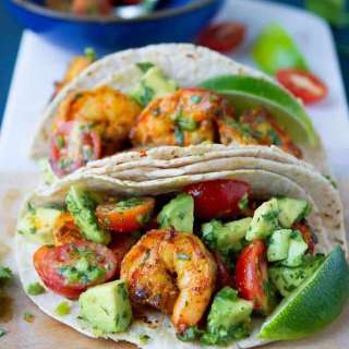 Indian Spiced Shrimp Tacos with Avocado Salsa