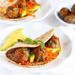Asian Meatball & Avocado Flatbread Sandwich Recipe