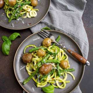 Zucchini Noodles with Pesto and Little Potatoes