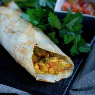 Lentil Crepes (Dosa) with Cauliflower Curry