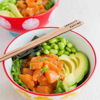 Avocado Salmon Poke Salad Bowl