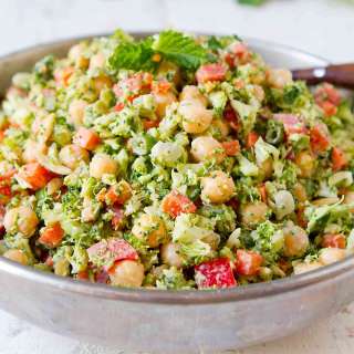 Chopped Broccoli Salad with Tahini Dressing