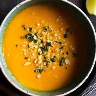 Turmeric Roasted Sweet Potato and Macadamia Soup