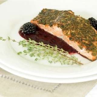 Thyme Encrusted Salmon with Blackberry Gastrique
