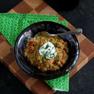 Curry Red Lentil Stew Recipe with Tomatoes