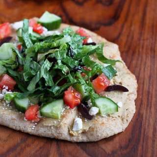 10-Minute Hummus & Greek Salad Naan Recipe