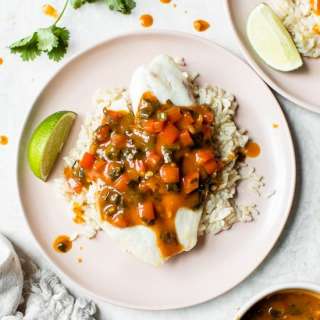 Broiled Tilapia with Thai Coconut Curry Sauce