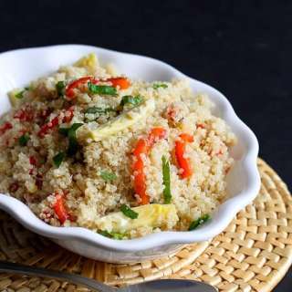 Lemon Quinoa with Artichokes, Roasted Peppers & Basil
