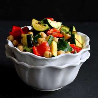 Grilled Vegetable, Chickpea & Caper Salad {Vegan}