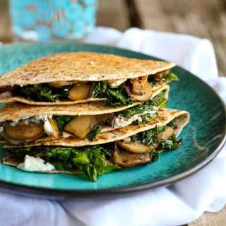 Kale, Mushroom & Goat Cheese Quesadillas Recipe