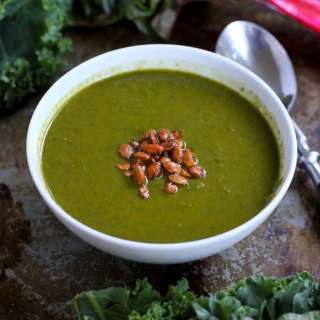 Blended Super Greens Soup with Spiced Pepitas