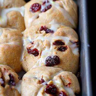 Whole Wheat Hot Cross Bun Recipe with Dried Cherries & Lemon
