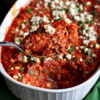 Greek Turkey, Rice & Feta Casserole