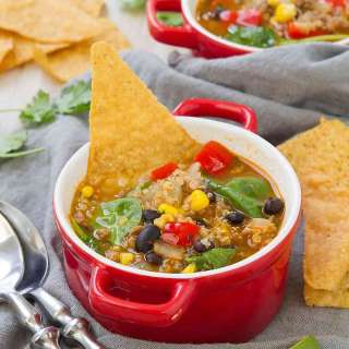 Beef Taco Quinoa Soup Recipe