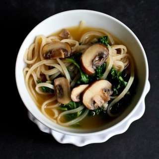 30-Minute Rice Noodle Soup with Mushrooms & Kale Recipe {Vegetarian}
