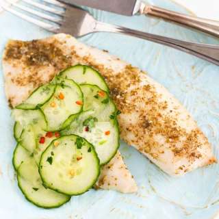 Roasted Za'atar Tilapia Recipe with Pickled Cucumbers