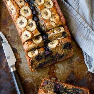 Skinny Banana Bread with Blueberries