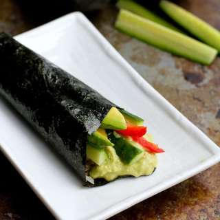 Vegetable Hand Roll Recipe (Temaki) with Avocado Wasabi Yogurt