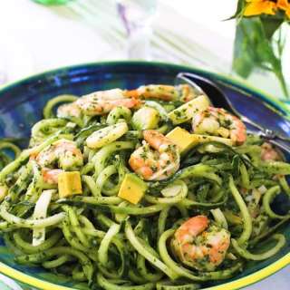Chimichurri Cucumber Noodles with Shrimp, Avocado & Hearts of Palm