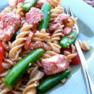 Fusilli with Teriyaki Salmon & Vegetables