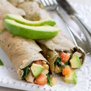 Buckwheat Avocado Crepes with Chicken & Spinach
