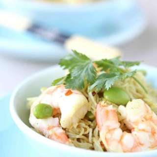 Curry Rice Vermicelli with Shrimp & Edamame