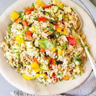 Farro Salad with Grilled Vegetables & Tahini Dressing