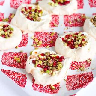 Light Meringues with Pomegranate & Pistachios