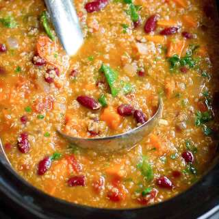 Slow Cooker Bean Soup Recipe with Quinoa & Sweet Potatoes