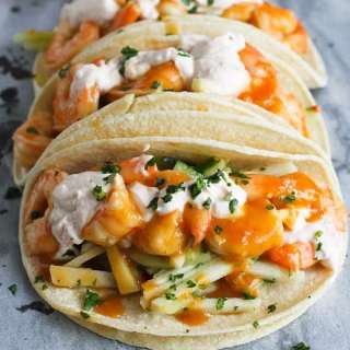 Teriyaki Shrimp Tacos with Chili Lime Yogurt