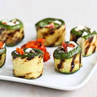 Grilled Zucchini Rolls with Goat Cheese