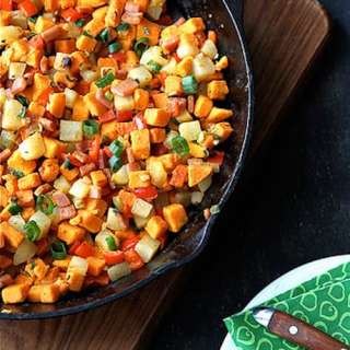 Sweet Potato Hash with Canadian Bacon