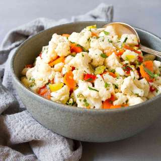 Cauliflower Salad with Pepperoncini & Roasted Peppers
