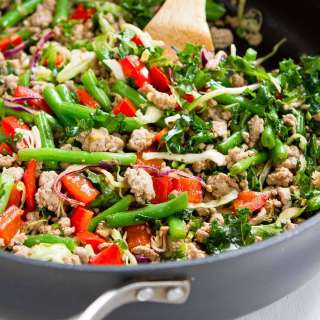 Ground Turkey Stir-Fry with Greens Beans