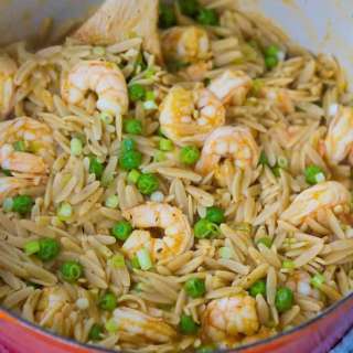 One Pot Orzo with Shrimp & Peas