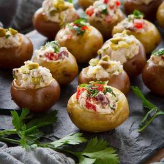 Mini Goat Cheese Stuffed Potato Appetizers - Greek-Inspired